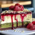 Elegant Pistachio Raspberry Crunch Cheesecake 3 Elegant Pistachio Raspberry Crunch Cheesecake