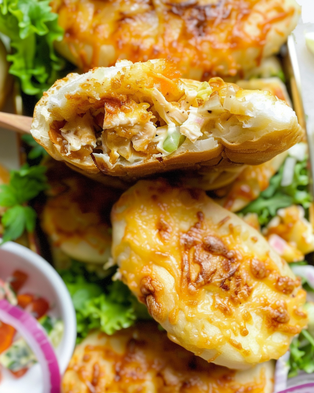 Cheese and Onion Rolls with Chicken Salad