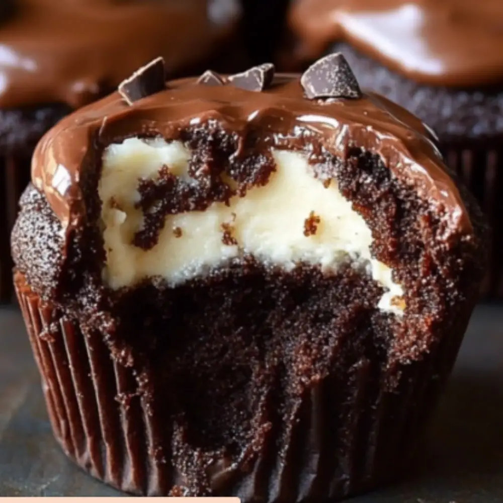 Cheesecake Stuffed Chocolate Cupcakes