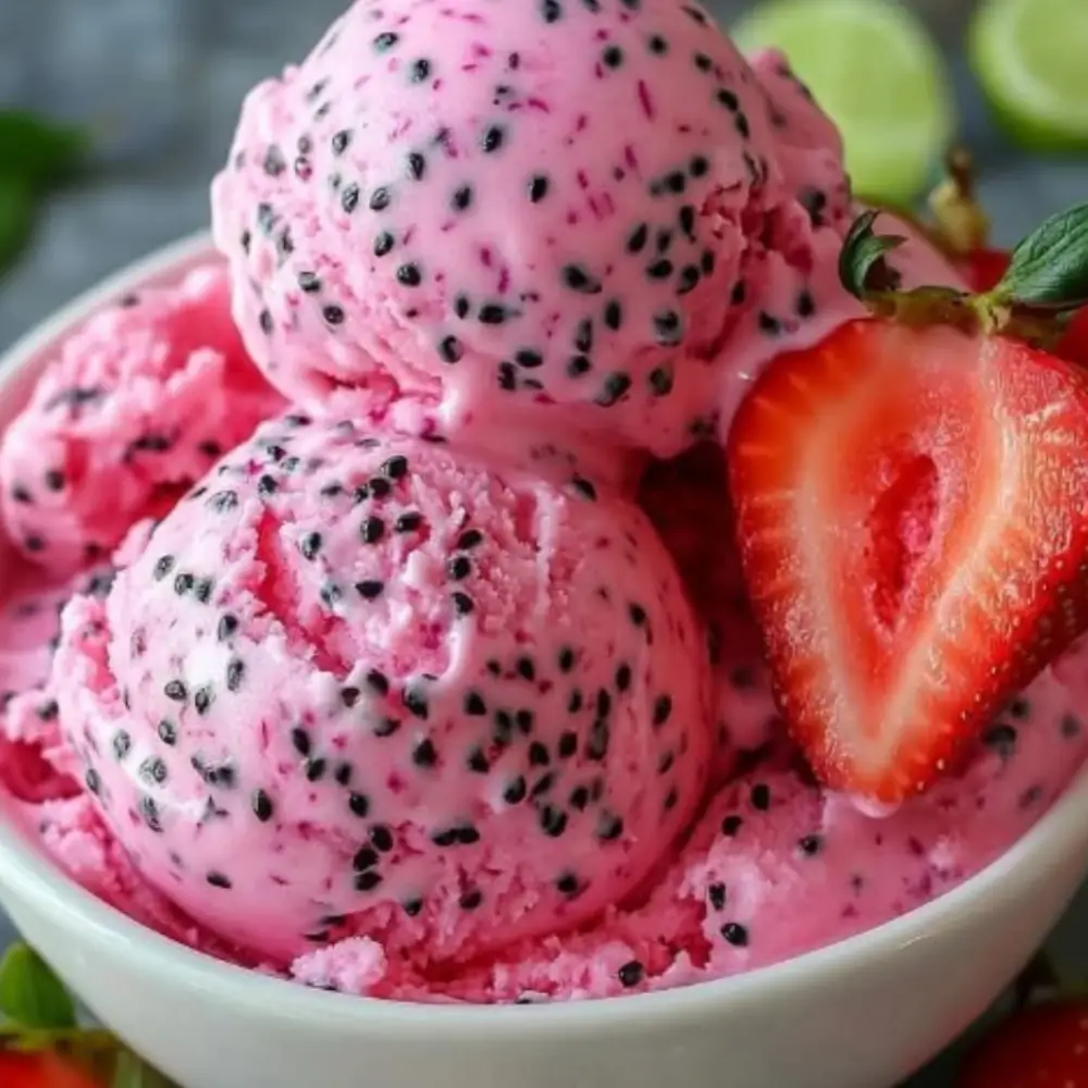 Homemade Dragonfruit Strawberry Ice Cream