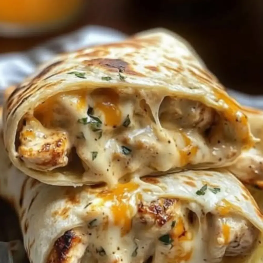 Cheesy Garlic Chicken Wraps