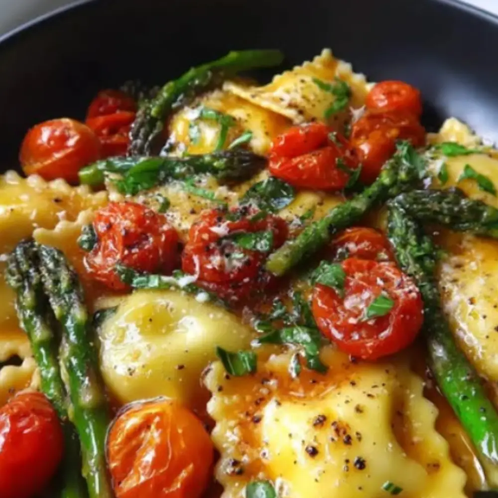 Ravioli with Tomatoes & Asparagus