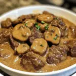 Creamy Crockpot Beef Tips & Mushrooms 2 Creamy Crockpot Beef Tips & Mushrooms