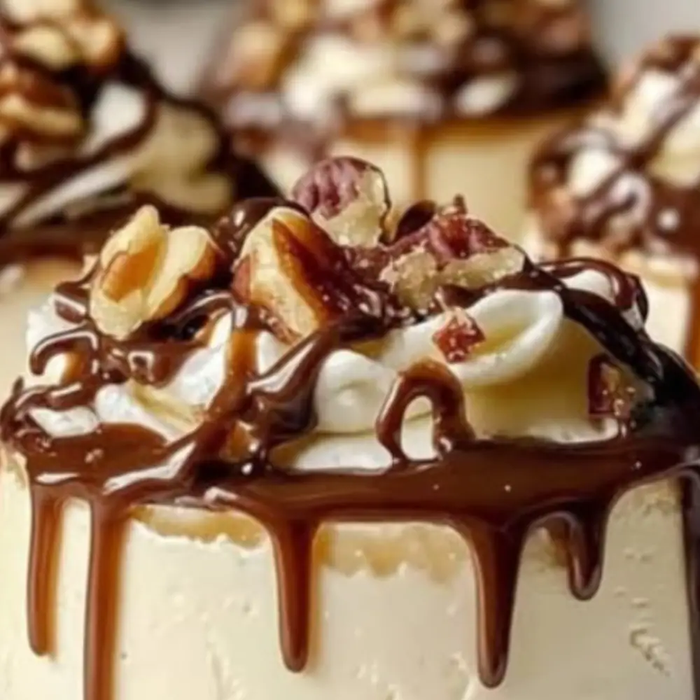 No Bake Turtle Mini Cheesecakes