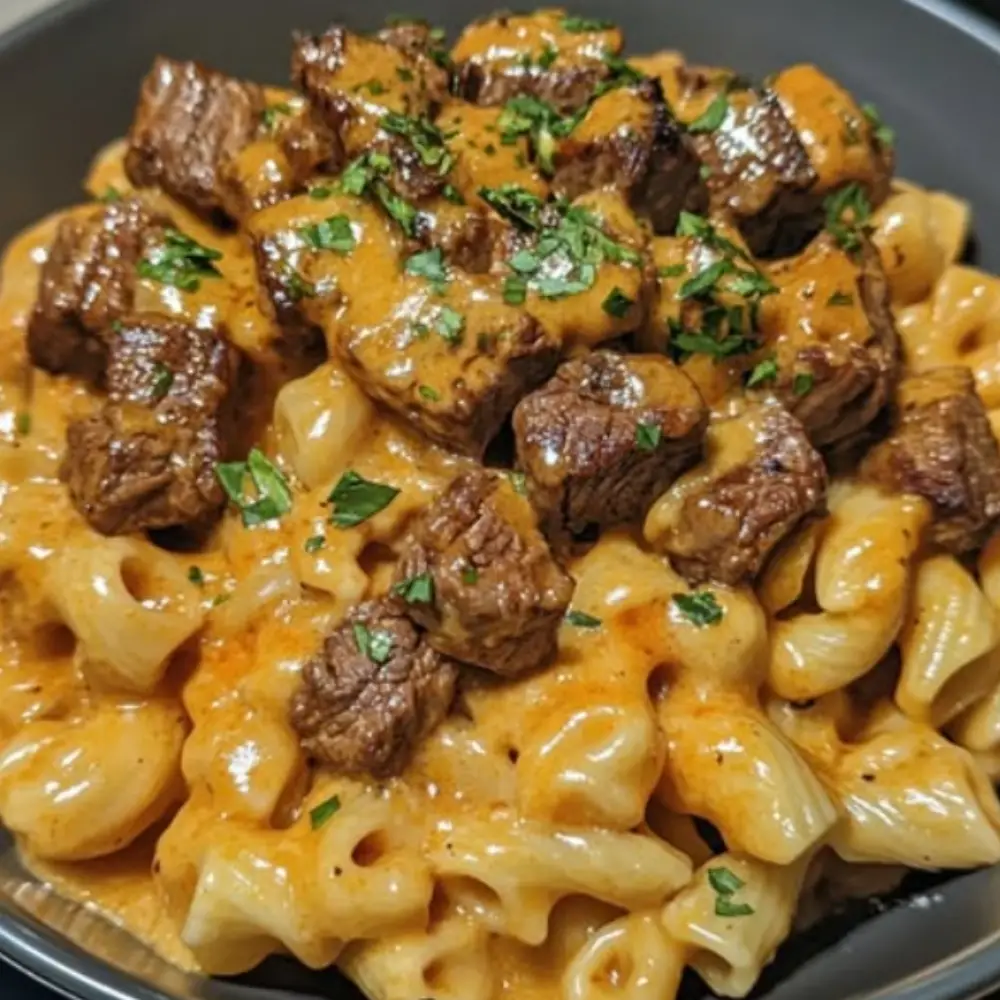 Creamy Honey Buffalo Steak Pasta Bake
