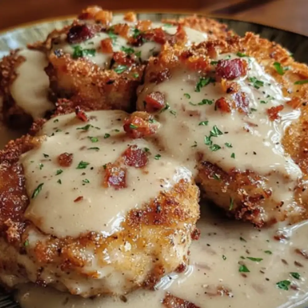 Country Fried Pork Chops with Bacon Gravy