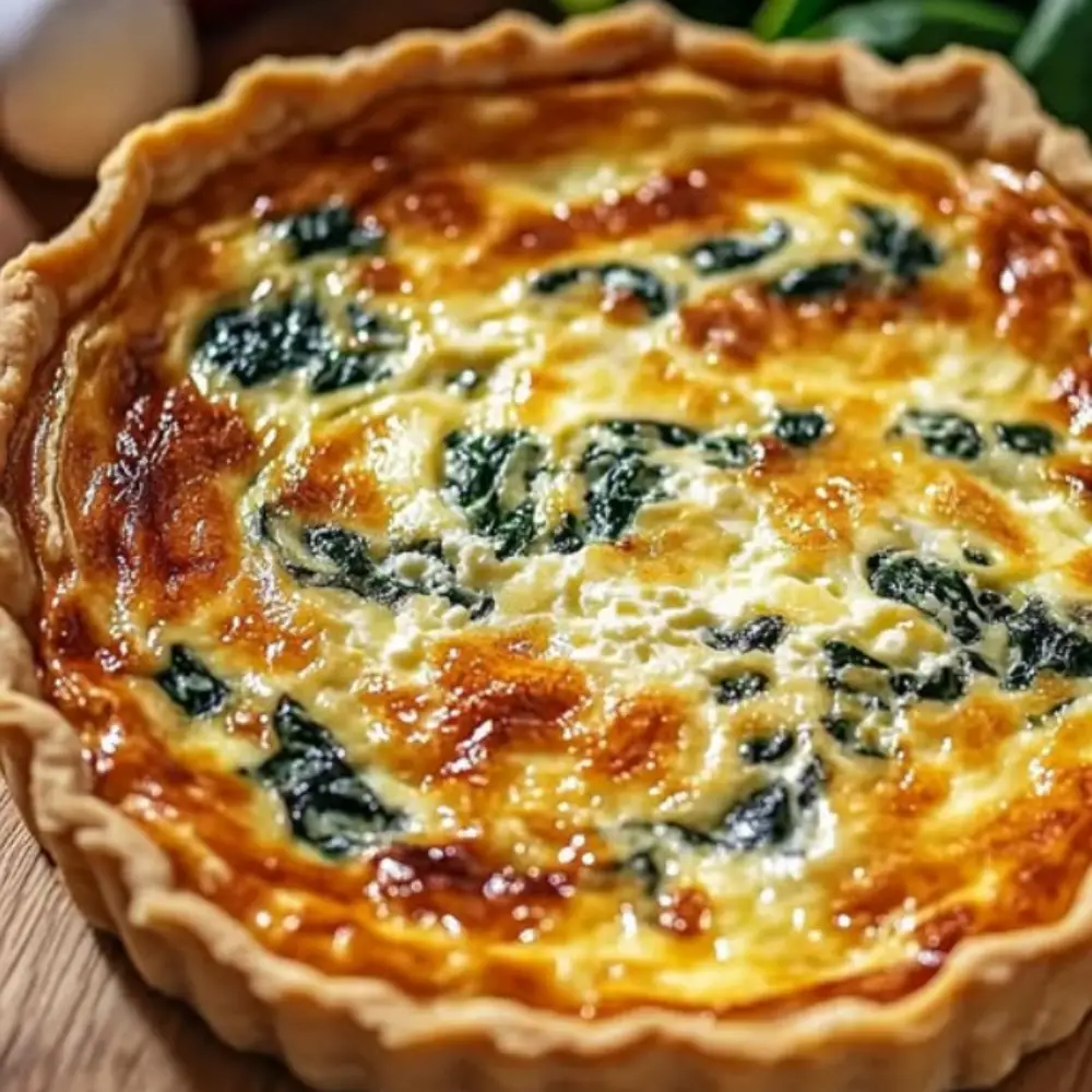 Savory Ricotta & Baby Spinach Quiche with Buttery Crust