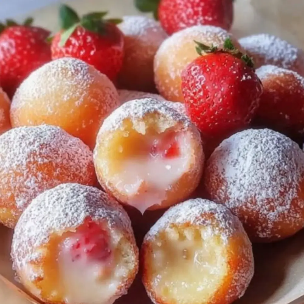 Strawberry Cheesecake Stuffed Donut Holes