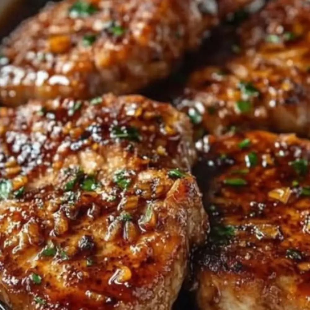 Pork Chops with a Crunchy Honey Garlic Sauce