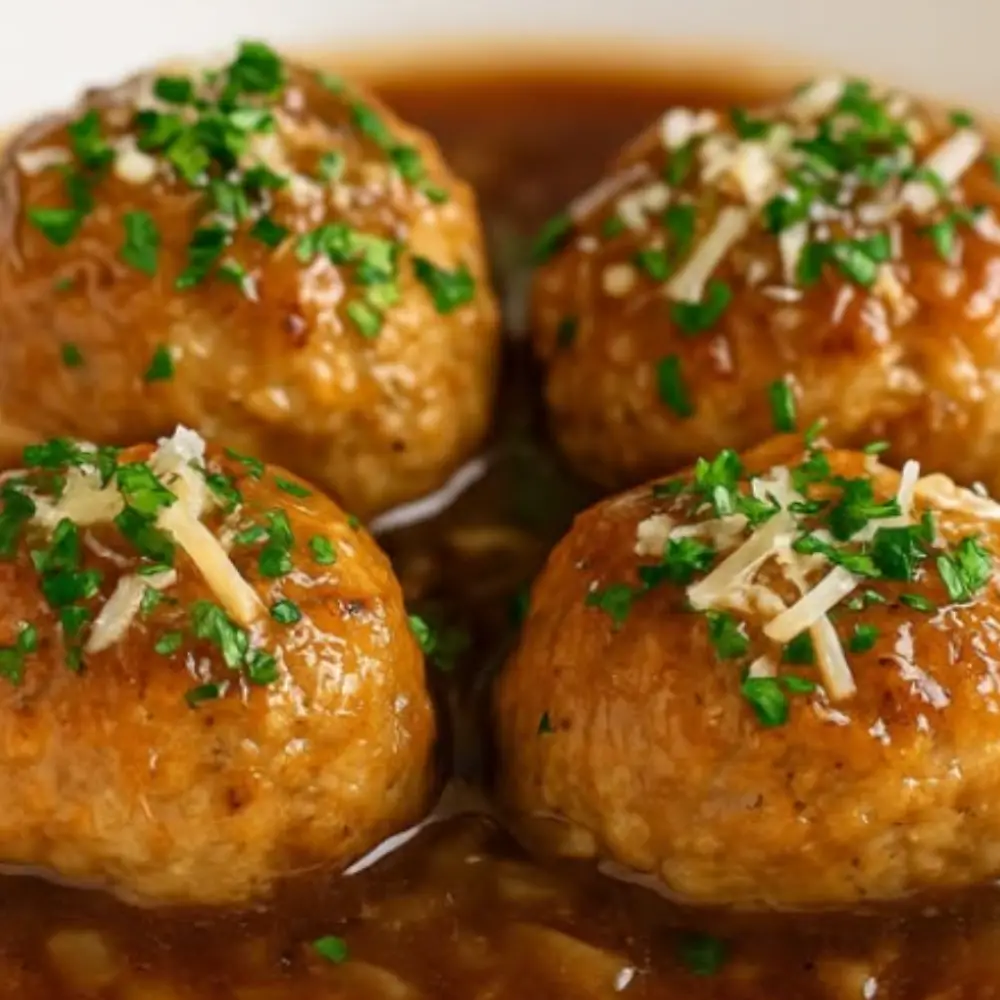 French Onion Chicken Meatballs